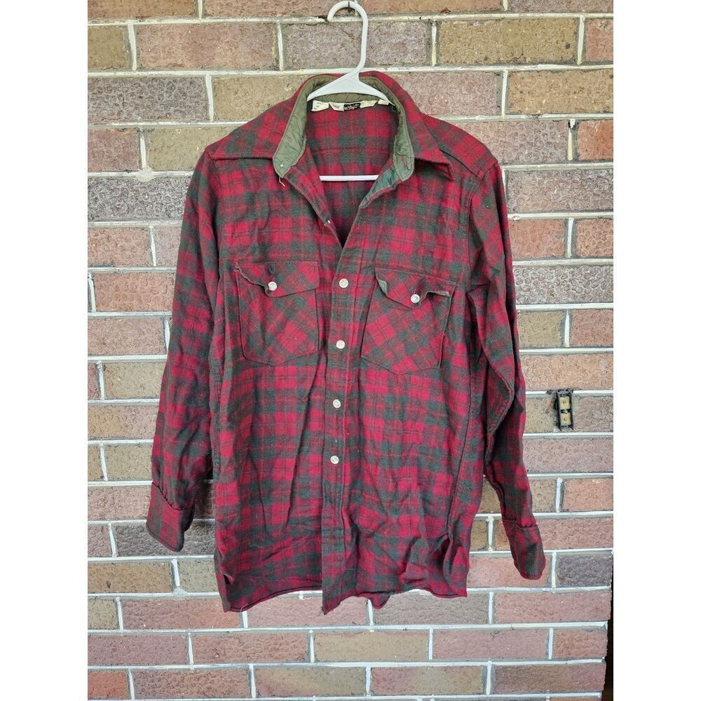 Vtg Woolrich Wool Shirt Jacket Sz 15 Red Plaid Y2K Hunting Shacket‎ 10203